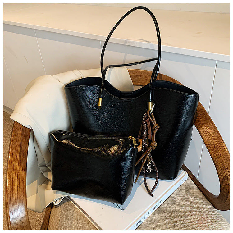 Simple High-Quality Texture Large Capacity Tote Bag Casual Versatile Handheld Shoulder Underarm Bag