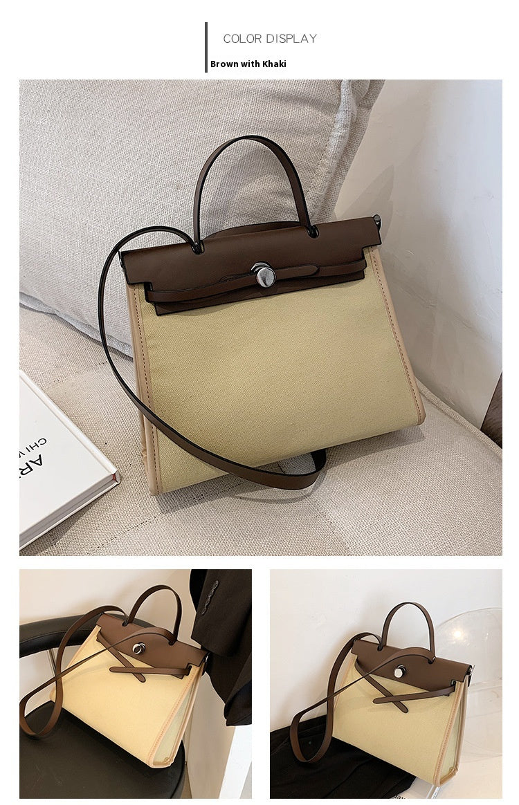 Fashion Tote Bag New Canvas Women's Bag Retro Briefcase Handbag Shoulder Crossbody Bag