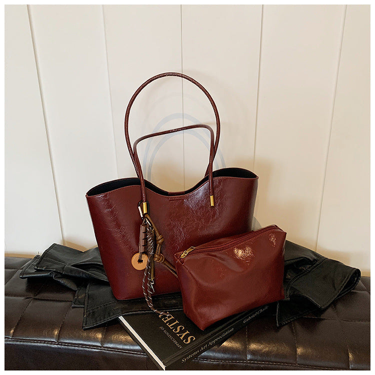 Simple High-Quality Texture Large Capacity Tote Bag Casual Versatile Handheld Shoulder Underarm Bag