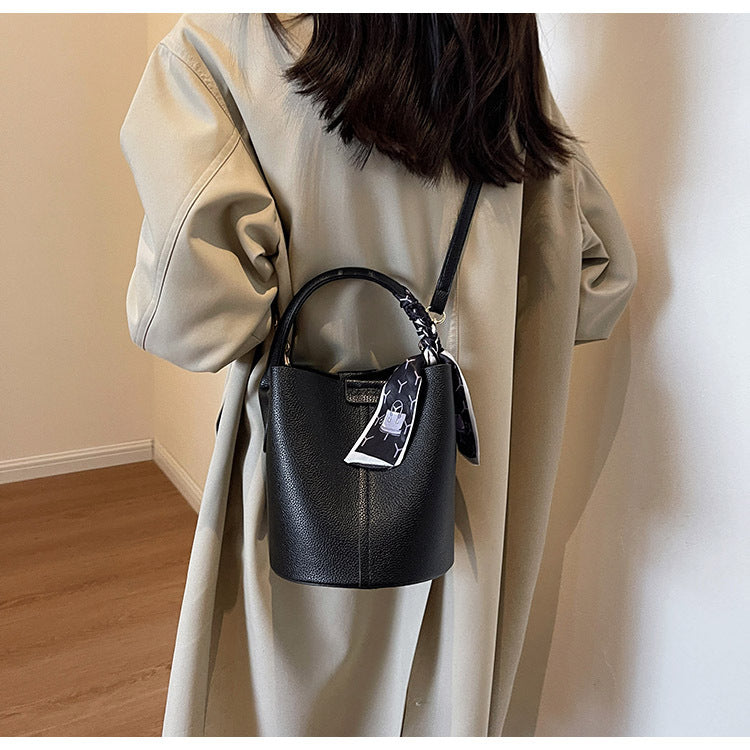 High-Quality Texture Solid Color Basket Bag Trendy Fashion Handbag Crossbody Bag