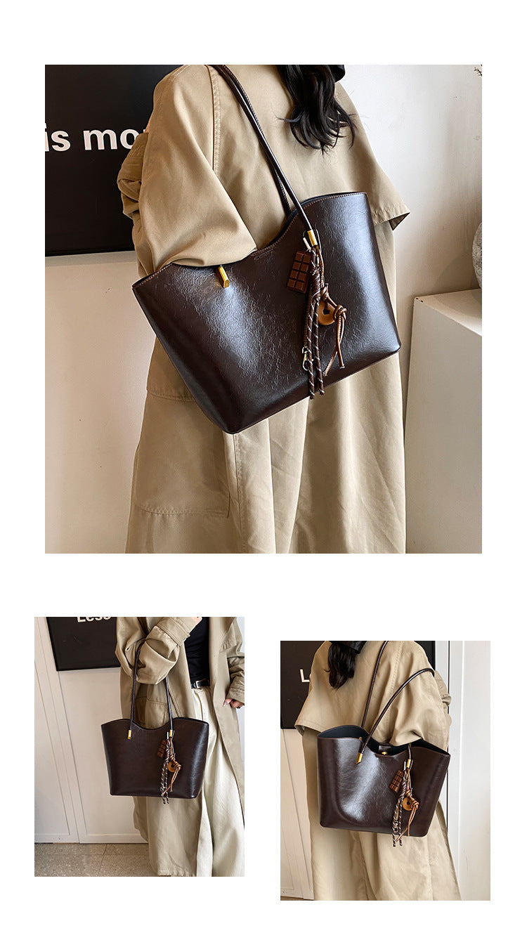Simple High-Quality Texture Large Capacity Tote Bag Casual Versatile Handheld Shoulder Underarm Bag