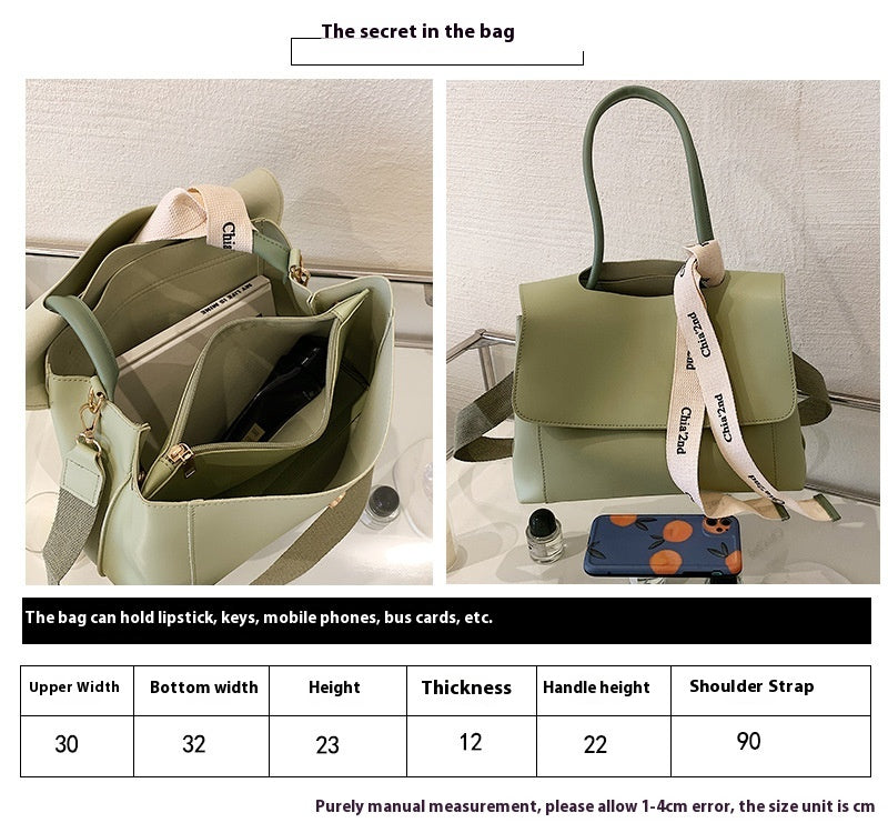 Fashion Bag Large Capacity Solid Color Textured Handbag New Stylish Crossbody Tote Bag