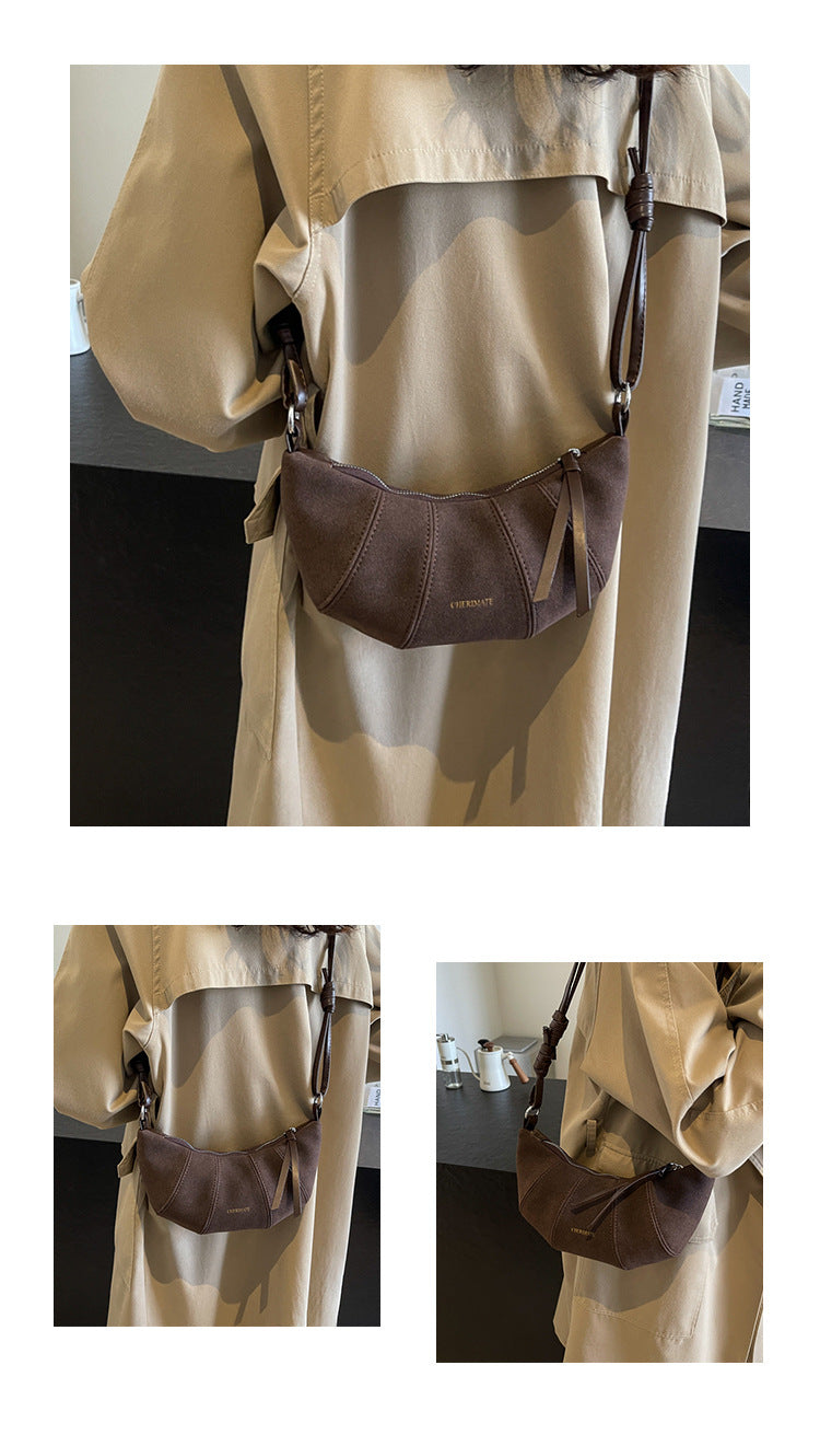 High-end Texture Retro Matte Bag Niche Design Crossbody Bag Commuter Dumpling Bag