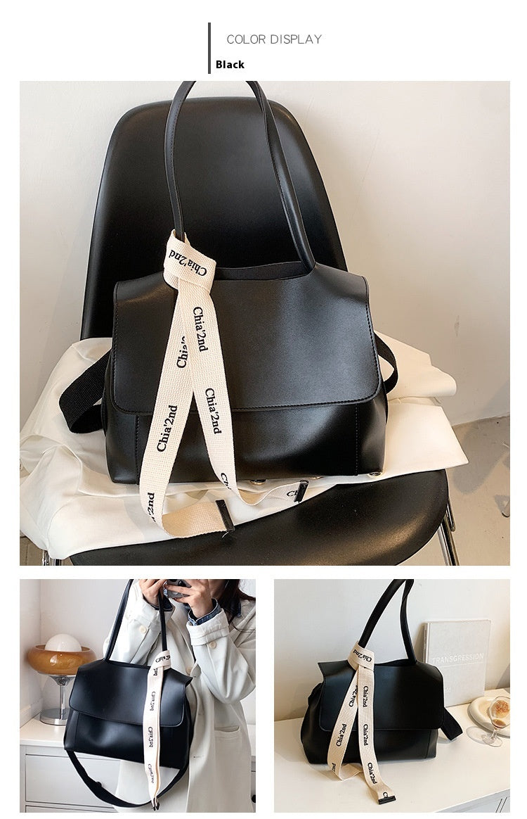 Fashion Bag Large Capacity Solid Color Textured Handbag New Stylish Crossbody Tote Bag