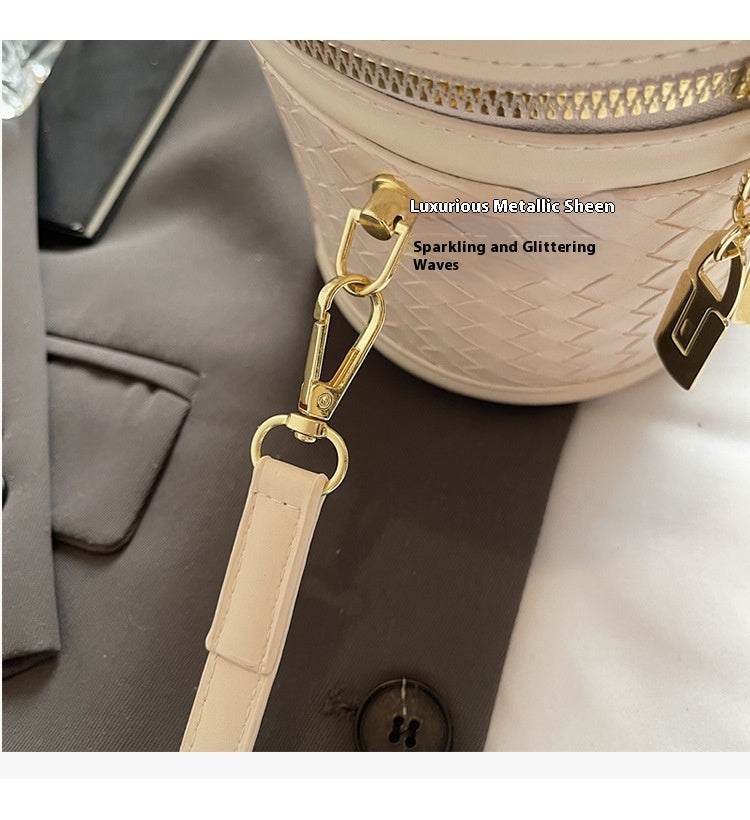 High-end Patchwork Fashion Handbag Bucket Bag. Diamond Trendy Casual Simple Shoulder Crossbody Bag