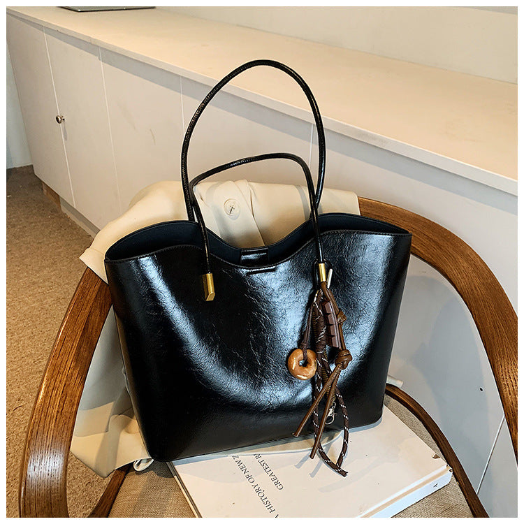 Simple High-Quality Texture Large Capacity Tote Bag Casual Versatile Handheld Shoulder Underarm Bag