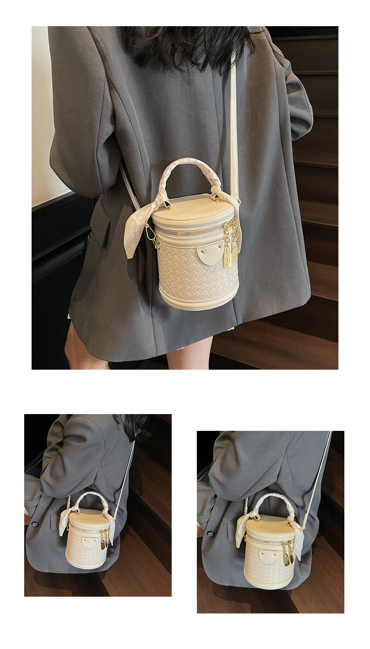 High-end Patchwork Fashion Handbag Bucket Bag. Diamond Trendy Casual Simple Shoulder Crossbody Bag