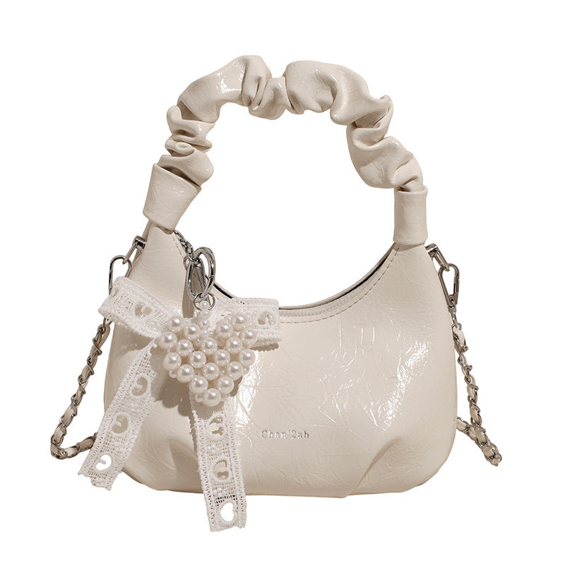 High-end Pleated Handbag Small Square Bag Versatile Stylish Chain Commuter Shoulder Crossbody Bag