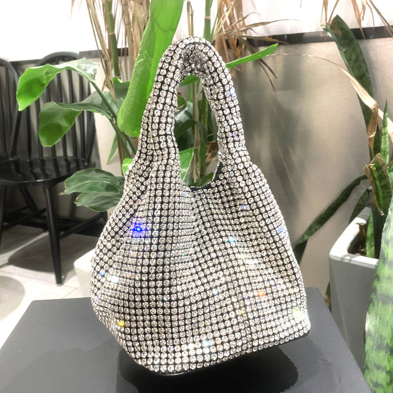 Rhinestone bag portable bucket bag single shoulder crossbody chain bag handbag