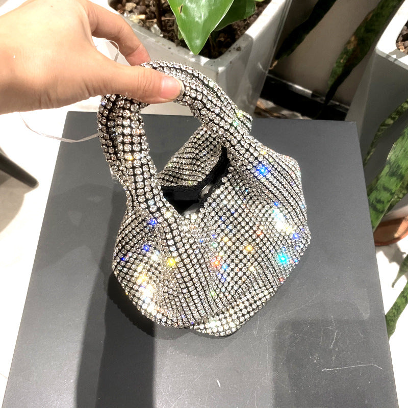 Rhinestone bag portable bucket bag single shoulder crossbody chain bag handbag