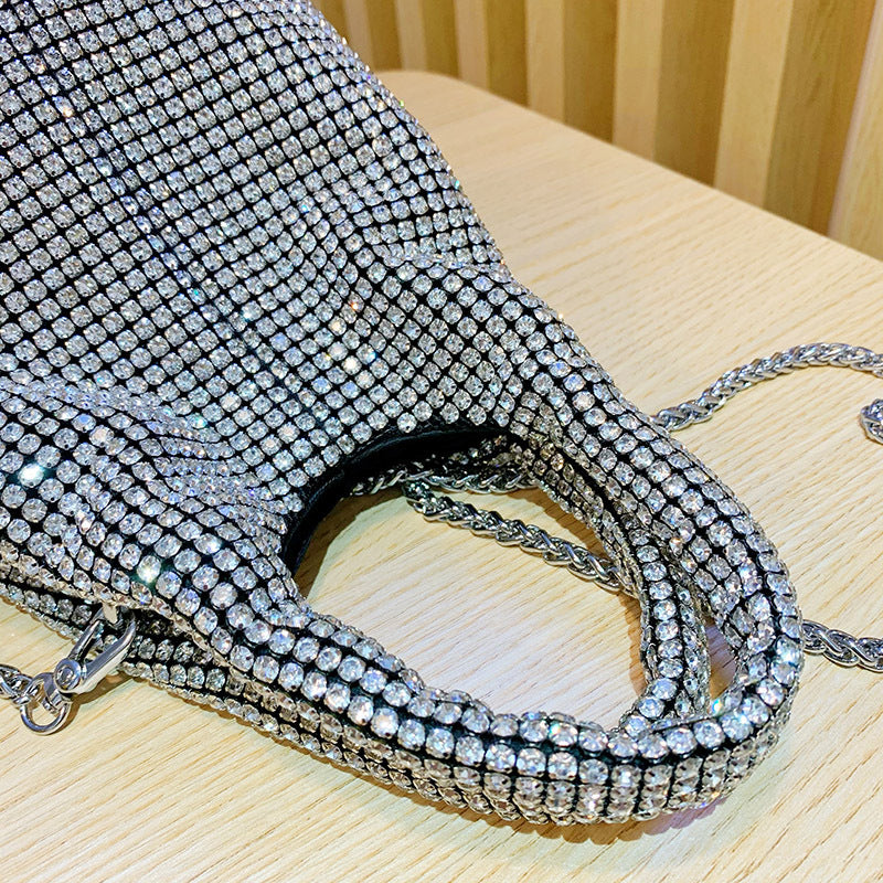 Rhinestone bag portable bucket bag single shoulder crossbody chain bag handbag