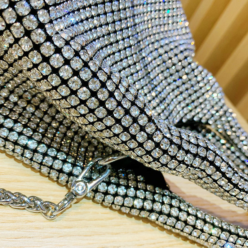 Rhinestone bag portable bucket bag single shoulder crossbody chain bag handbag