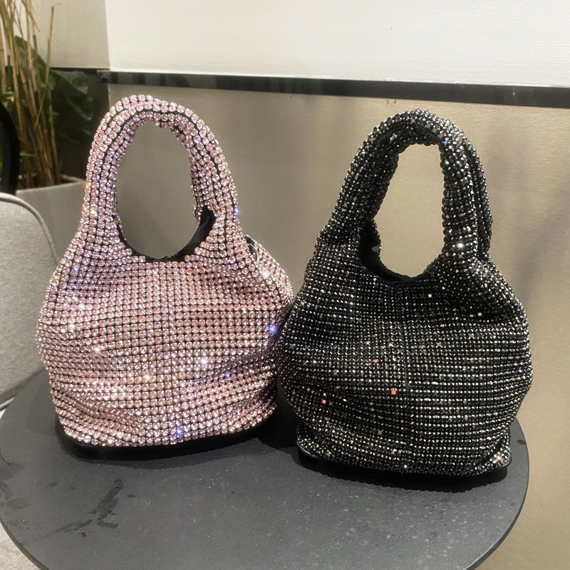 Rhinestone bag portable bucket bag single shoulder crossbody chain bag handbag