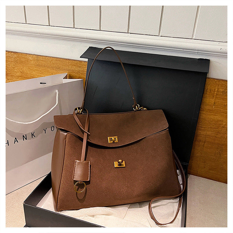 Large Capacity Commuting Bag Trendy Versatile Matte Retro Casual Single Shoulder Crossbody Tote Bag