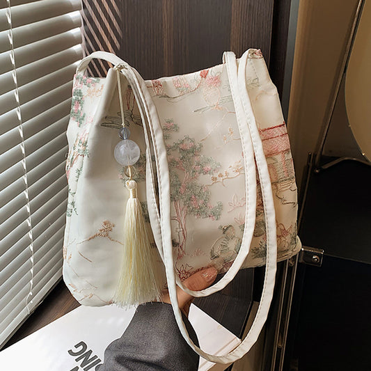 New Chinese Style Crossbody Bag Casual Fashion Single Shoulder Bag Cloth Bag Trendy Bucket Bag