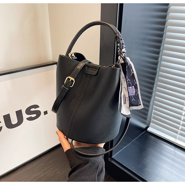 High-Quality Texture Solid Color Basket Bag Trendy Fashion Handbag Crossbody Bag