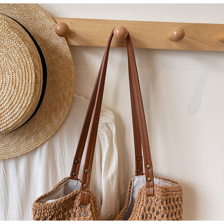 High-end Bucket Bag Large Capacity Underarm Bag Straw Bag Fashionable Shoulder Bag