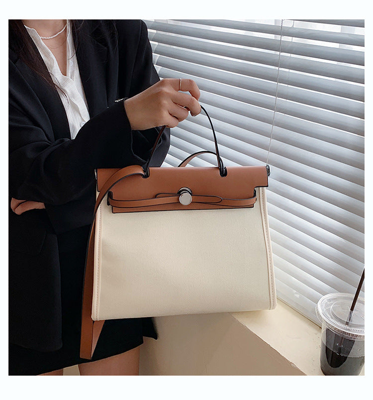 Fashion Tote Bag New Canvas Women's Bag Retro Briefcase Handbag Shoulder Crossbody Bag