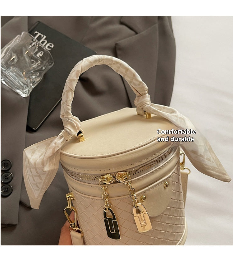 High-end Patchwork Fashion Handbag Bucket Bag. Diamond Trendy Casual Simple Shoulder Crossbody Bag
