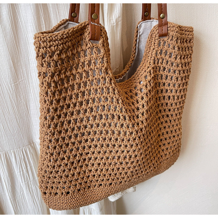 High-end Bucket Bag Large Capacity Underarm Bag Straw Bag Fashionable Shoulder Bag