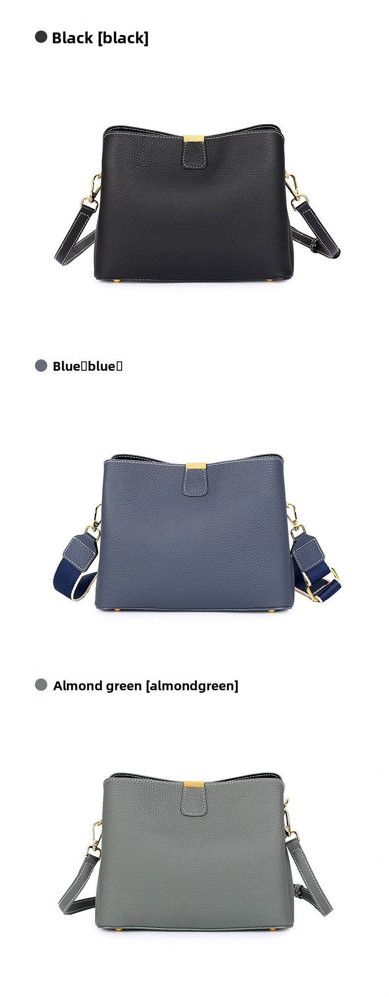 Fashionable Cowhide Leather Women's Large-Capacity Bucket BagVersatile Commuting Genuine Leather Crossbody/Shoulder/Handbag