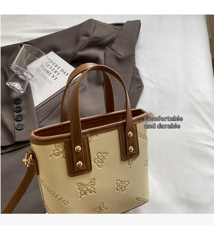 French Niche Fashion Handbag High-Quality Texture Crossbody Bag Casual Versatile Bucket Bag