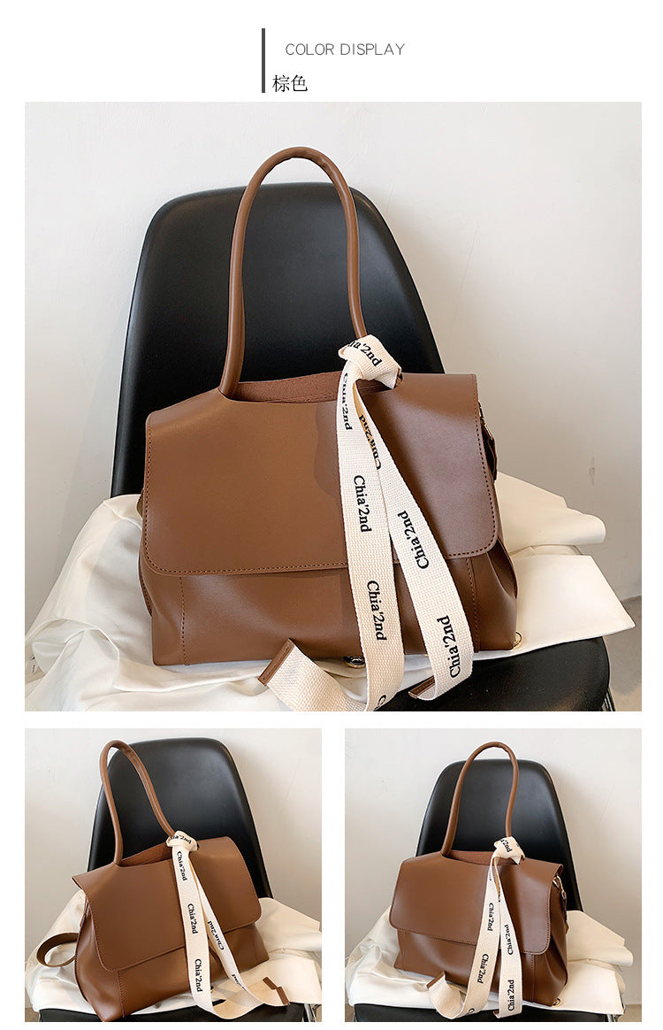 Fashion Bag Large Capacity Solid Color Textured Handbag New Stylish Crossbody Tote Bag
