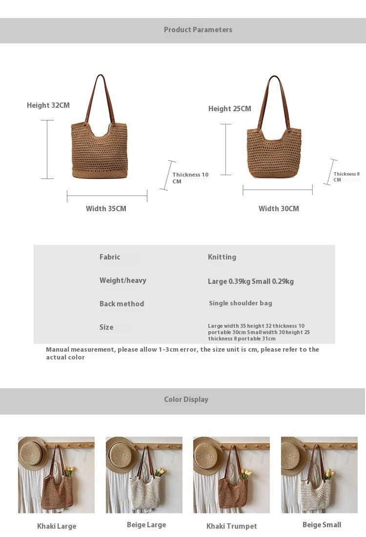 High-end Bucket Bag Large Capacity Underarm Bag Straw Bag Fashionable Shoulder Bag