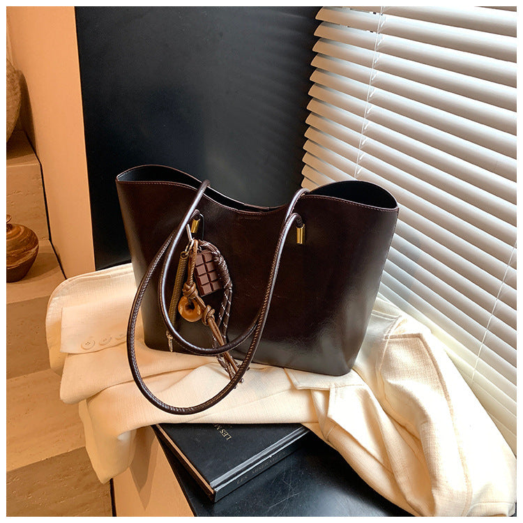 Simple High-Quality Texture Large Capacity Tote Bag Casual Versatile Handheld Shoulder Underarm Bag