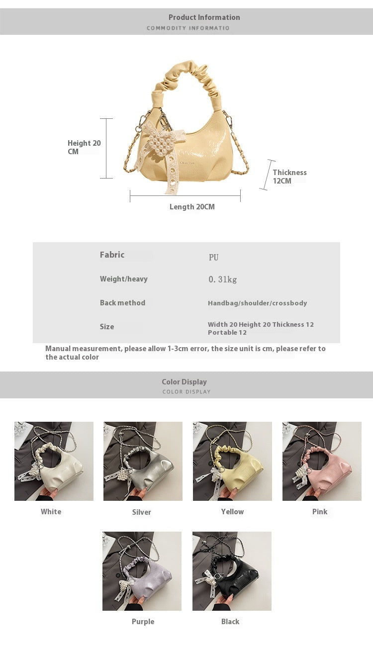 High-end Pleated Handbag Small Square Bag Versatile Stylish Chain Commuter Shoulder Crossbody Bag