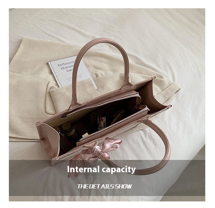Large Capacity Embroidered Tote Bag Advanced Texture Niche Commuter Hand-Carrying Bag Shoulder Messenger Bag Casual Big Bag
