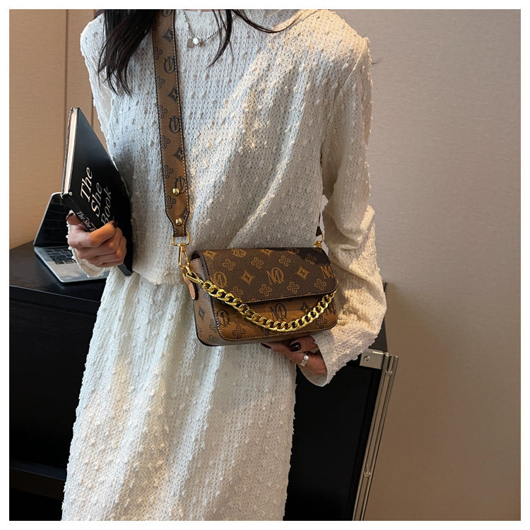Trendy Fashion Texture Bag Niche Versatile Chain Crossbody Bag Single Shoulder Small Square Bag