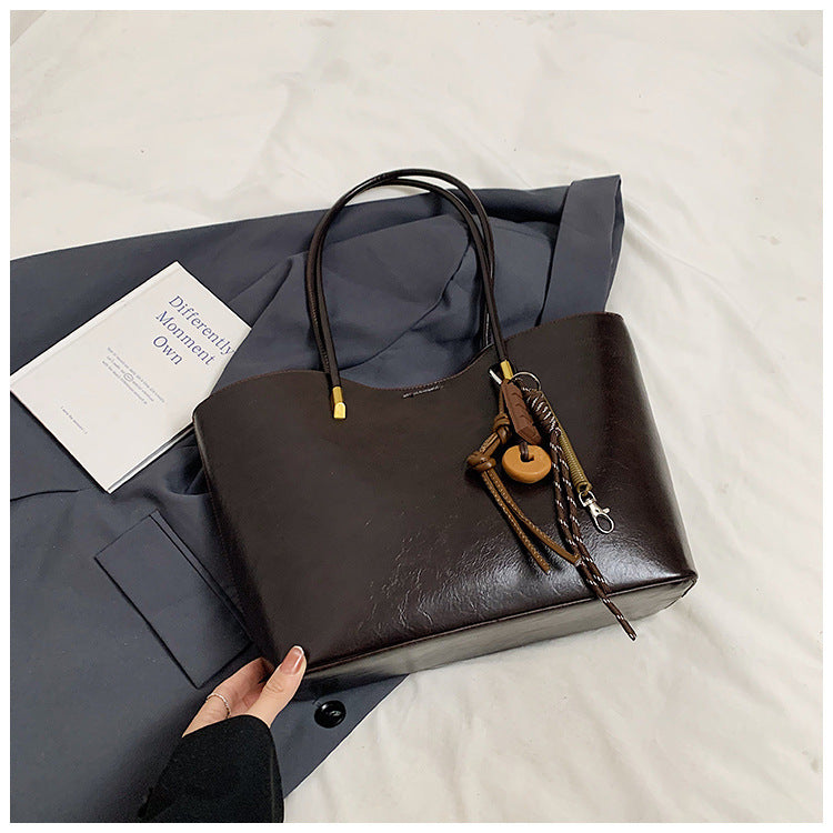 Simple High-Quality Texture Large Capacity Tote Bag Casual Versatile Handheld Shoulder Underarm Bag