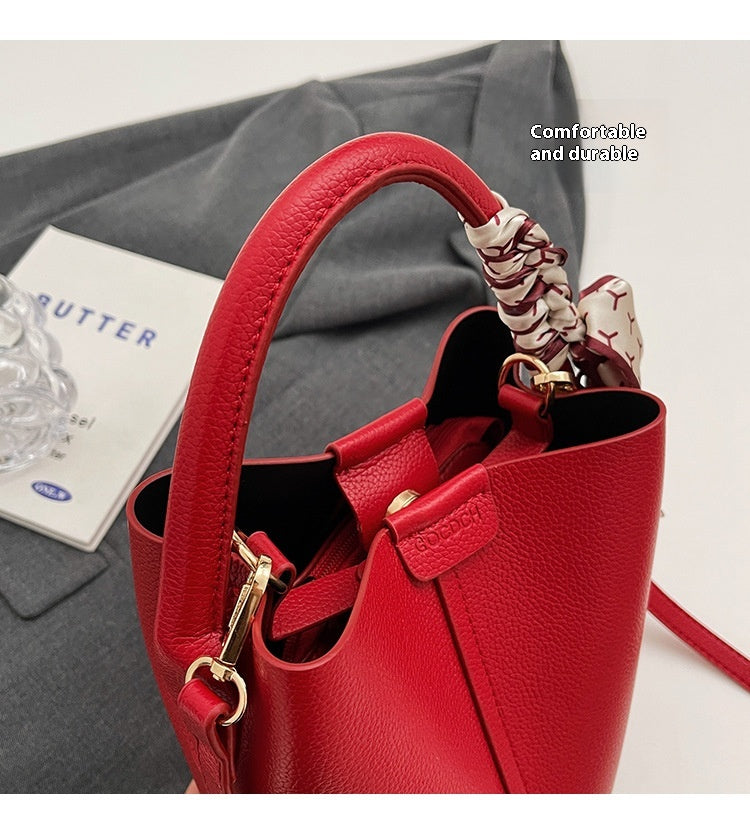 High-Quality Texture Solid Color Basket Bag Trendy Fashion Handbag Crossbody Bag