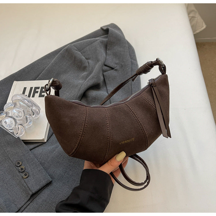 High-end Texture Retro Matte Bag Niche Design Crossbody Bag Commuter Dumpling Bag