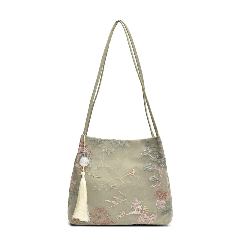 New Chinese Style Crossbody Bag Casual Fashion Single Shoulder Bag Cloth Bag Trendy Bucket Bag
