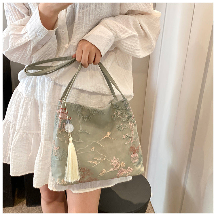 New Chinese Style Crossbody Bag Casual Fashion Single Shoulder Bag Cloth Bag Trendy Bucket Bag