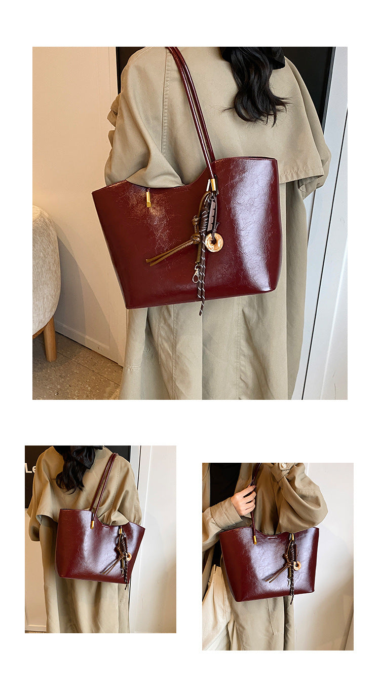 Simple High-Quality Texture Large Capacity Tote Bag Casual Versatile Handheld Shoulder Underarm Bag