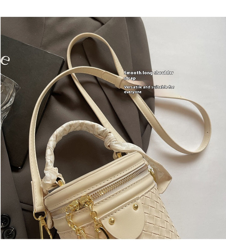High-end Patchwork Fashion Handbag Bucket Bag. Diamond Trendy Casual Simple Shoulder Crossbody Bag