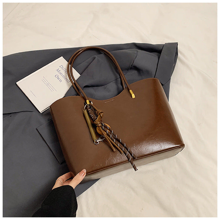 Simple High-Quality Texture Large Capacity Tote Bag Casual Versatile Handheld Shoulder Underarm Bag