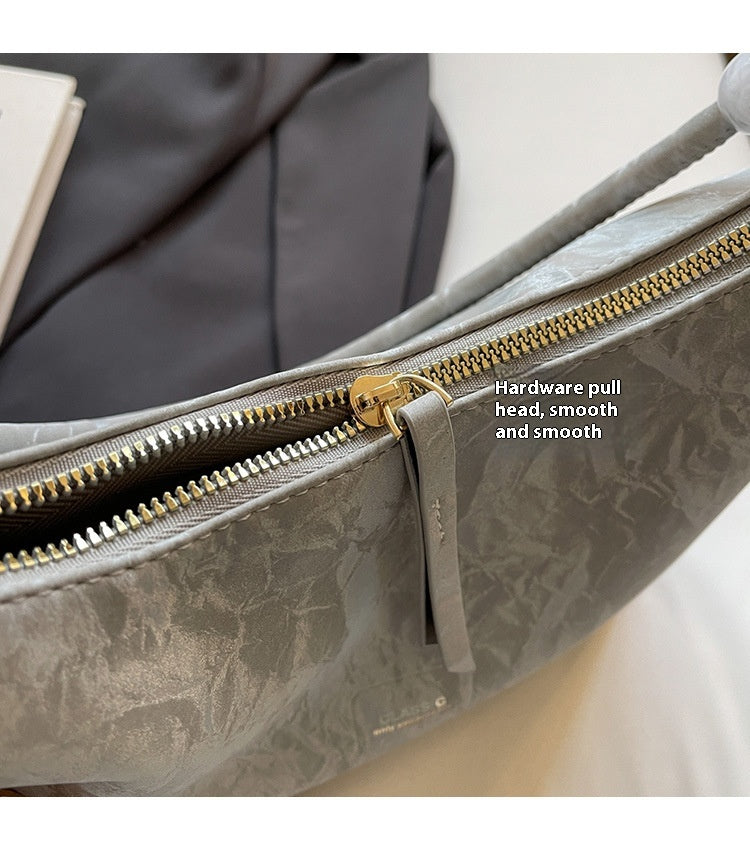High-end Light Luxury Niche Bag. Fashionable Korean Version Large Capacity Commuter Crossbody Dumpling Underarm Bag