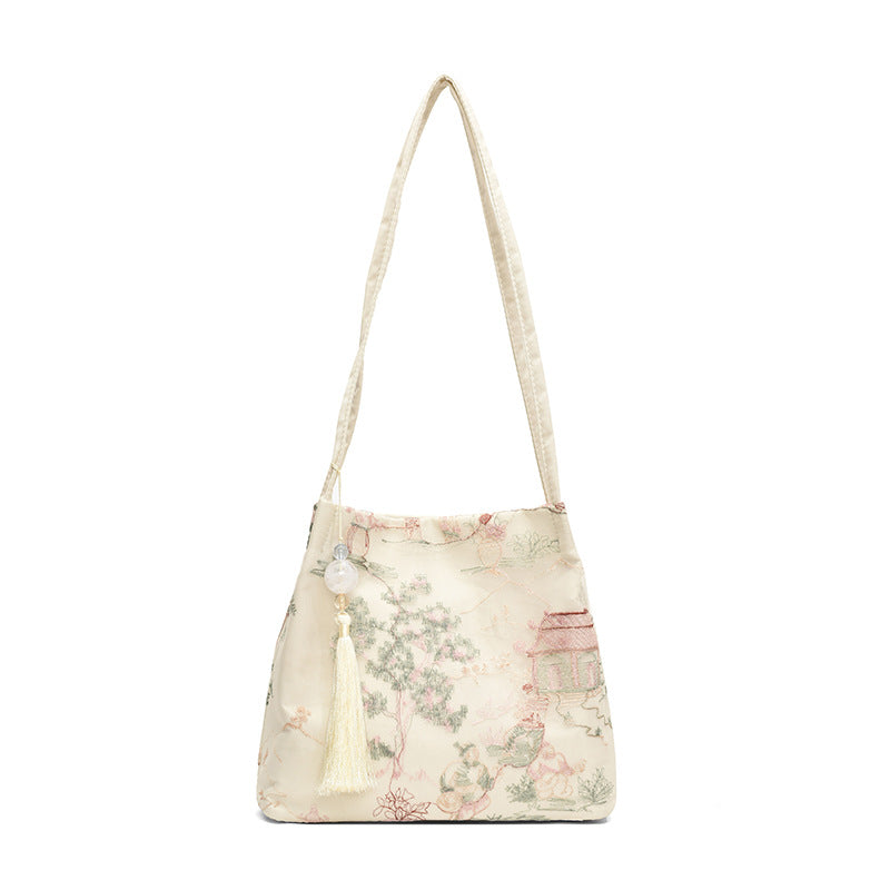 New Chinese Style Crossbody Bag Casual Fashion Single Shoulder Bag Cloth Bag Trendy Bucket Bag