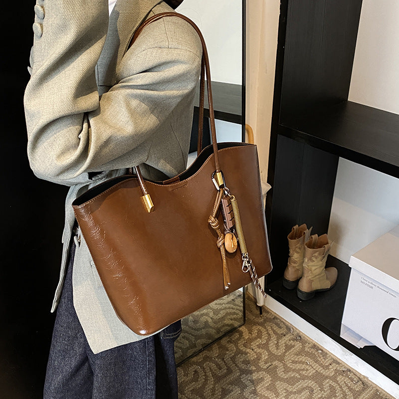 Simple High-Quality Texture Large Capacity Tote Bag Casual Versatile Handheld Shoulder Underarm Bag