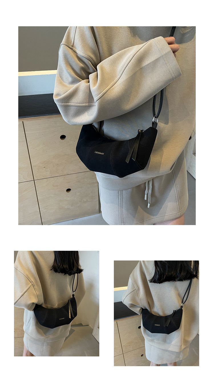 High-end Texture Retro Matte Bag Niche Design Crossbody Bag Commuter Dumpling Bag
